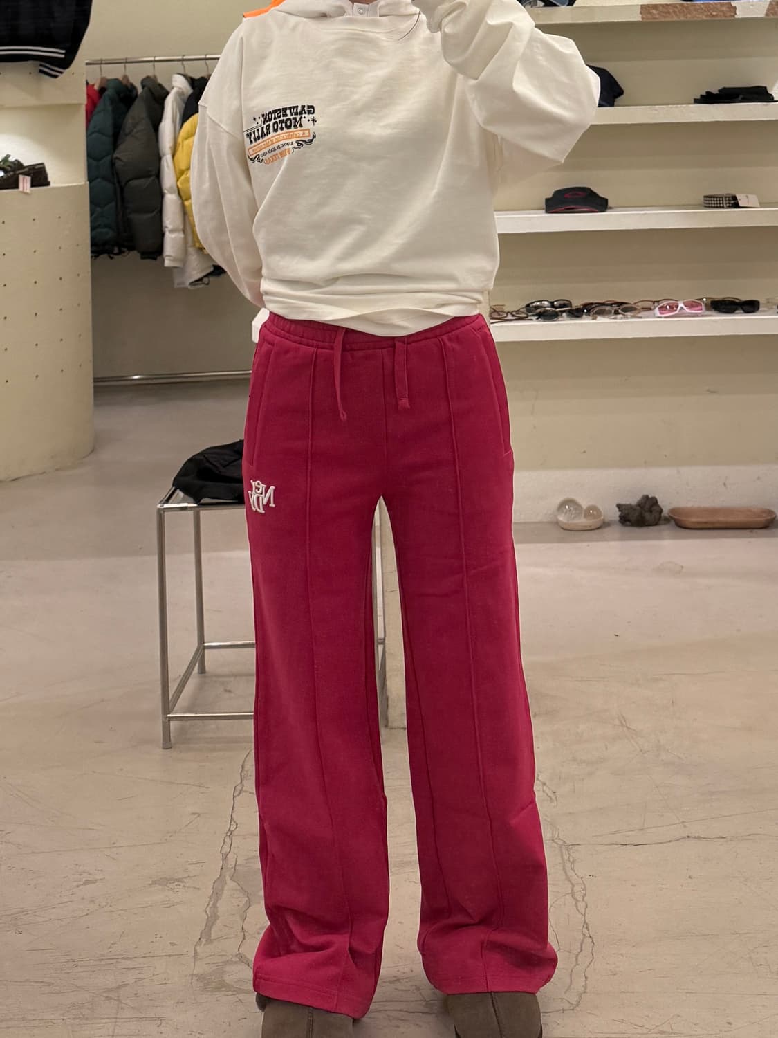 널디 핑크 스트레이트 트레이닝 팬츠 U885 상품이미지1