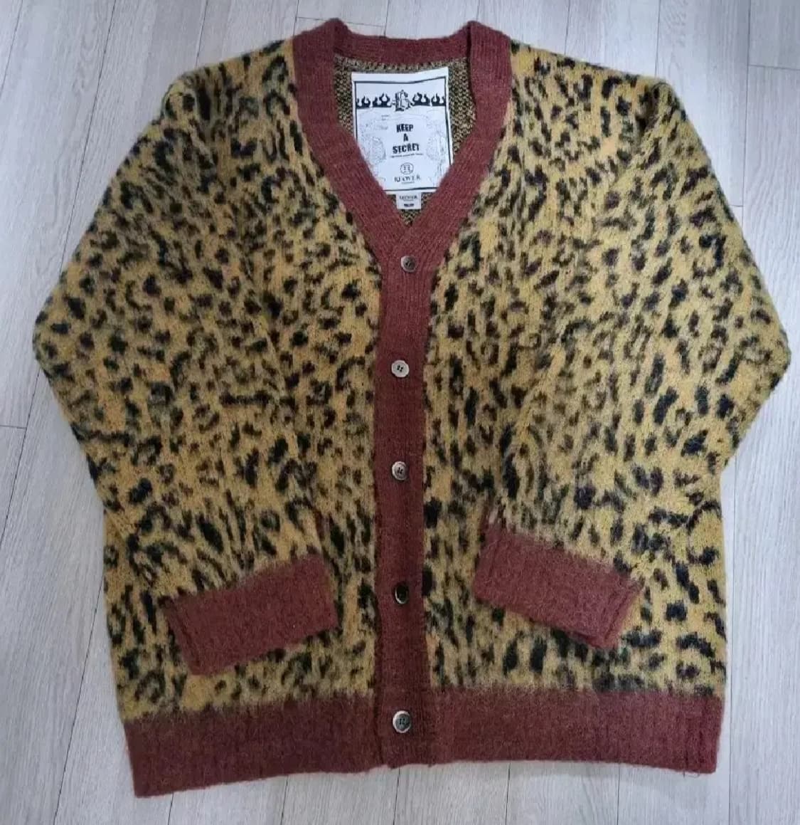 블랙아웃x리오버 알파카 가디건 레오파드 m 상품이미지1