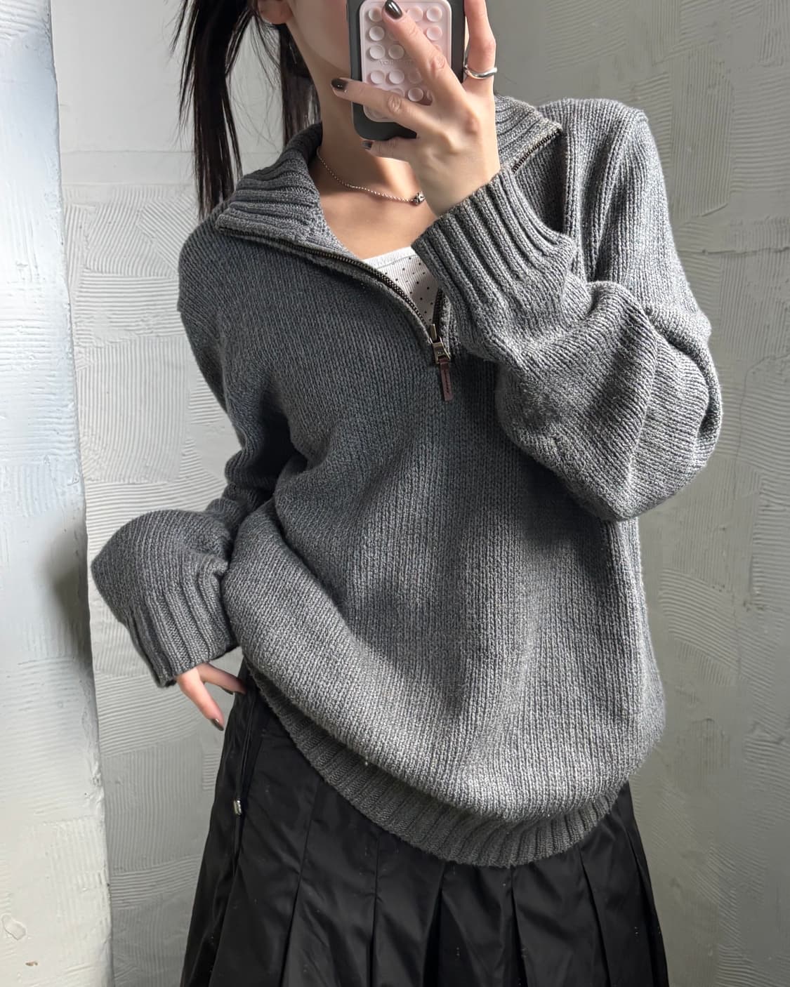 Polo 폴로 랄프로렌 딥그레이컬러 코튼 하프집업 니트 상품이미지2