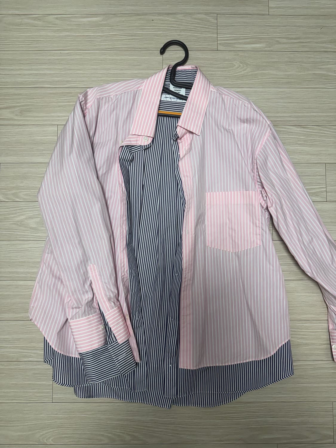 [m] 베트멍 레이어드 셔츠 핑크 네이비 상품이미지1