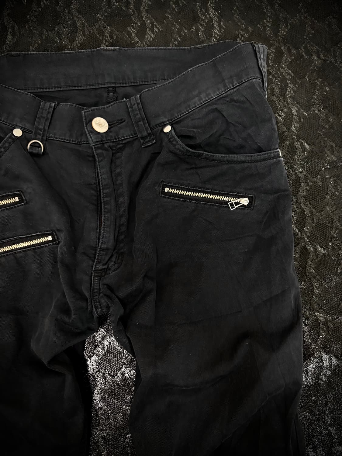 “Vintage” Zipper Detail Black Pants 상품이미지3