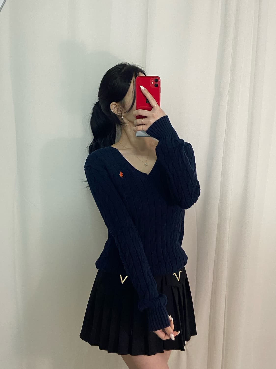 폴로 꽈배기 V넥 니트
 상품이미지2