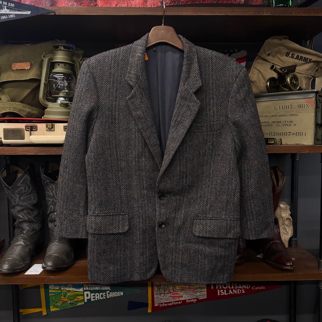 90s 꼼데 가르송 옴므 헤링본 패턴 울 스포츠 코트 테일러 블레이져 상품이미지1