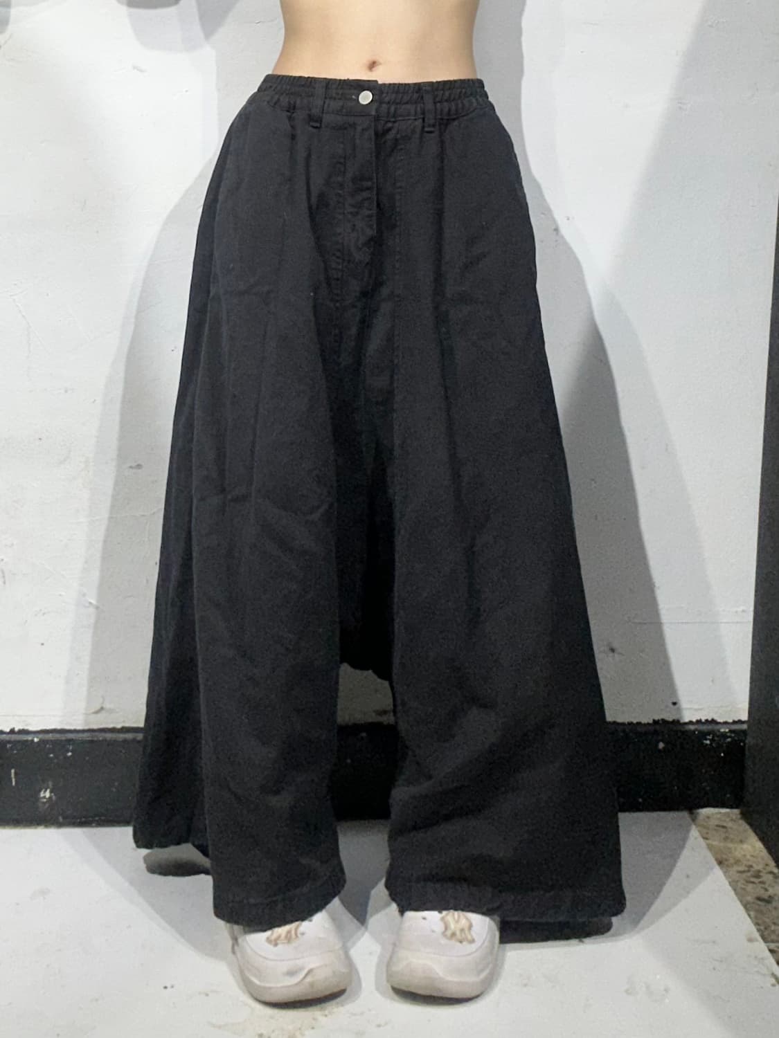 빈티지 흑청 와이드 데님 치마바지 상품이미지2