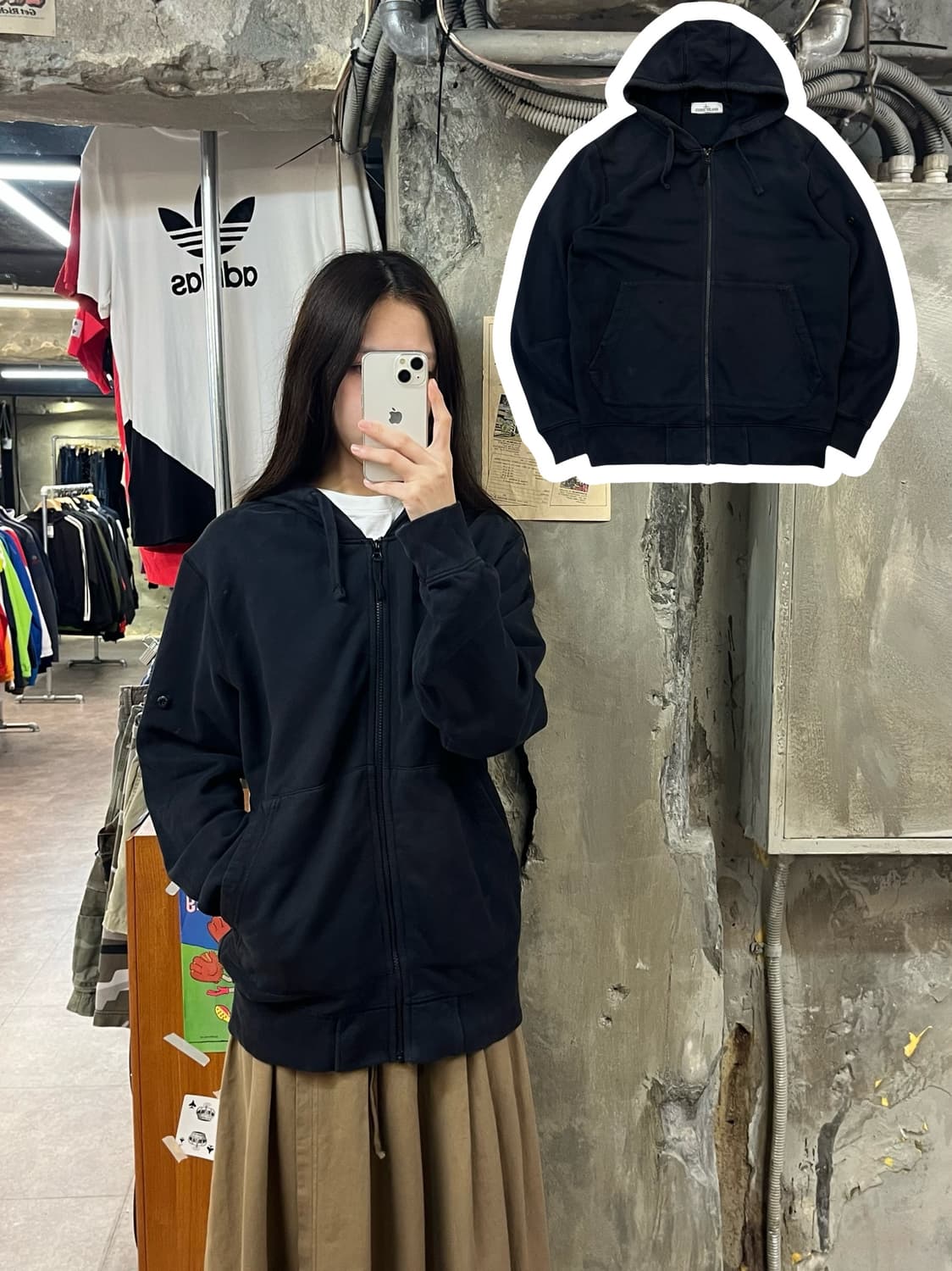스톤아일랜드 후드집업 블랙 L #csz1190 상품이미지1