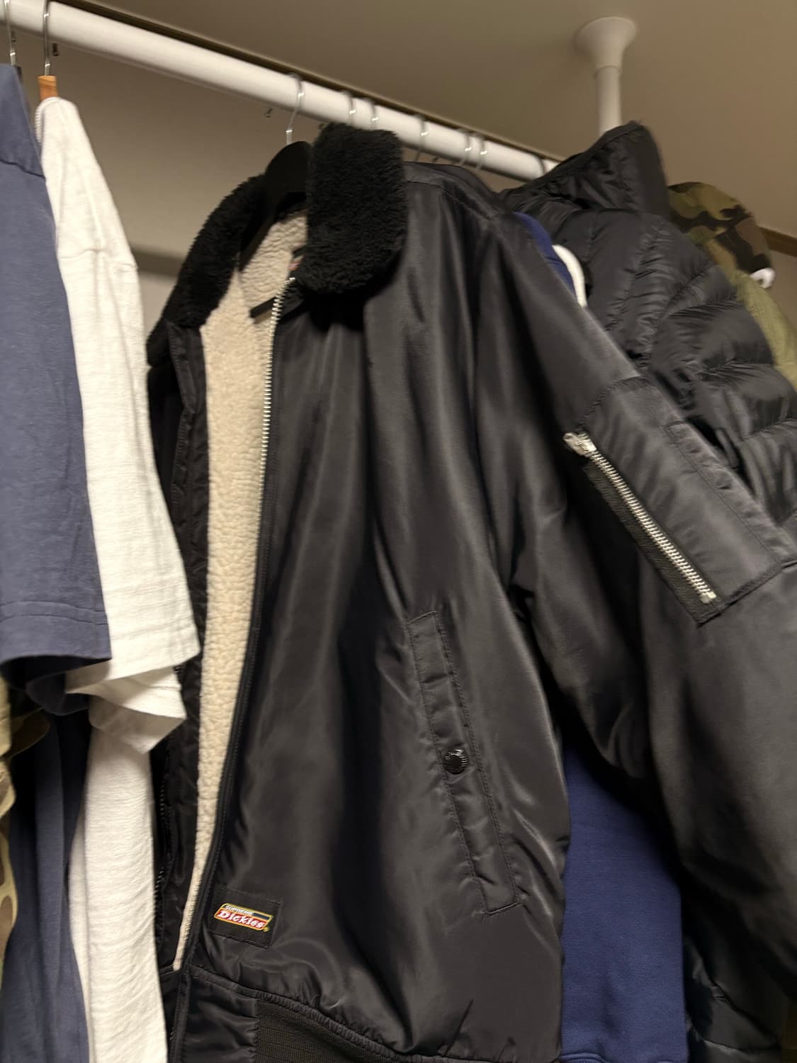 슈프림X디키즈 퍼 칼라 봄버자켓 블랙 L 상품이미지4