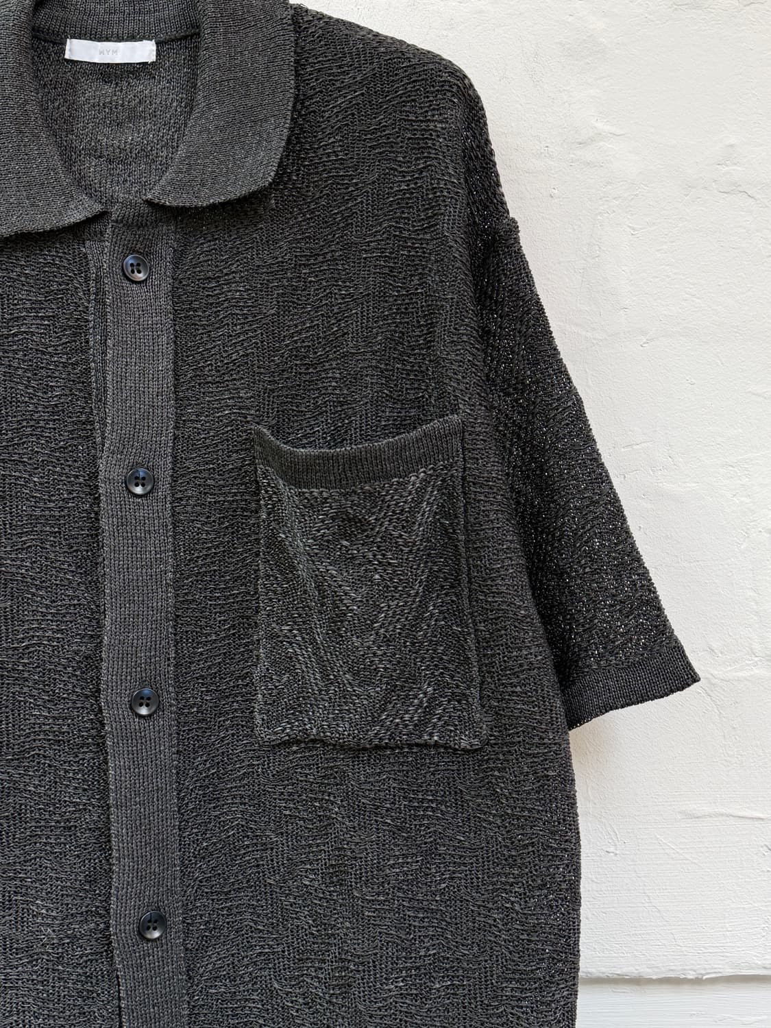 WYM 자카드 메쉬 니트 반팔 셔츠 S 상품이미지3