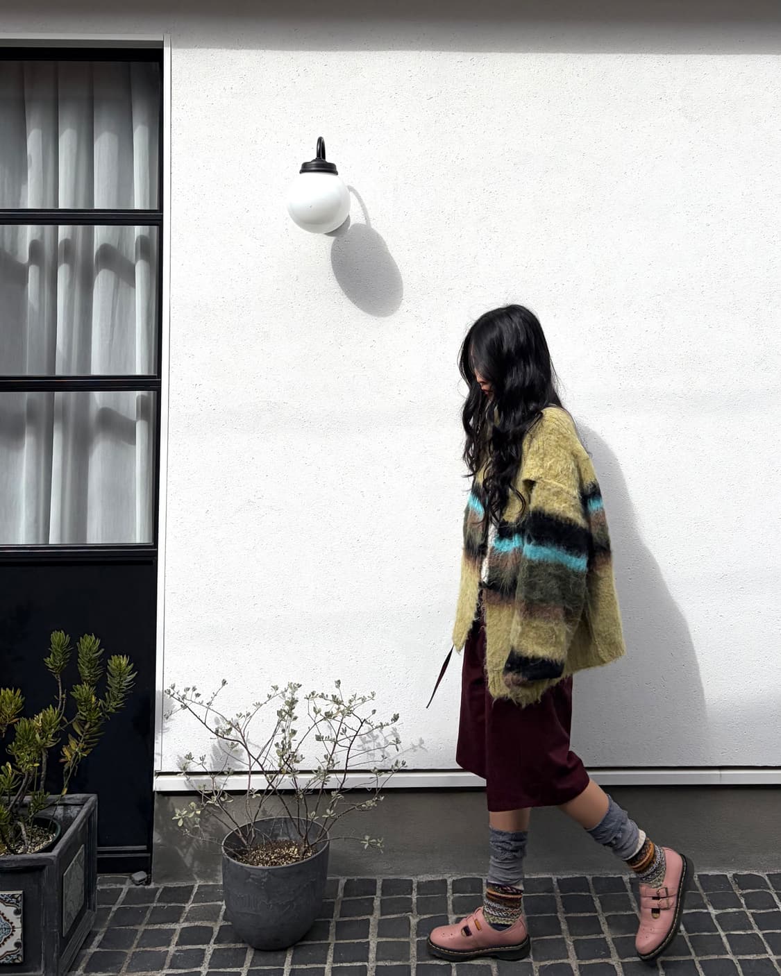 [Perverze] Double Stripe Knit Cardigan 상품이미지1