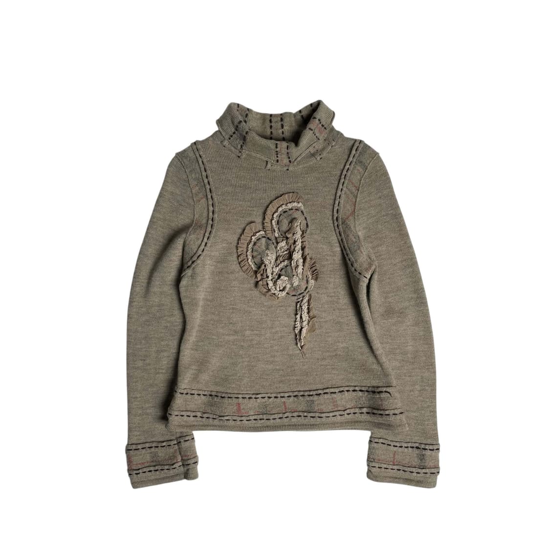 t.b 플라워&스티치 울 100 니트 상품이미지1