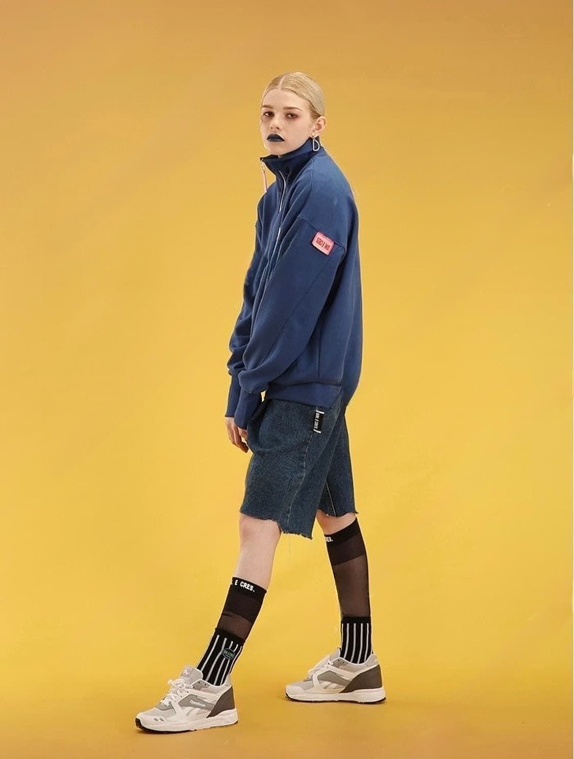 딤에크레스 시스루 로고 니삭스 블랙 상품이미지4