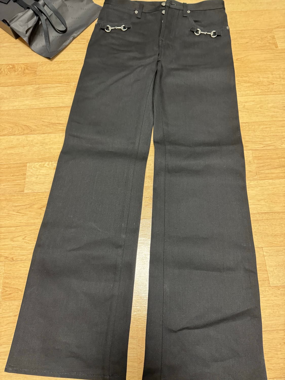 [32] 구찌 뎀나 홀스빗 데님 팬츠 블랙 상품이미지2