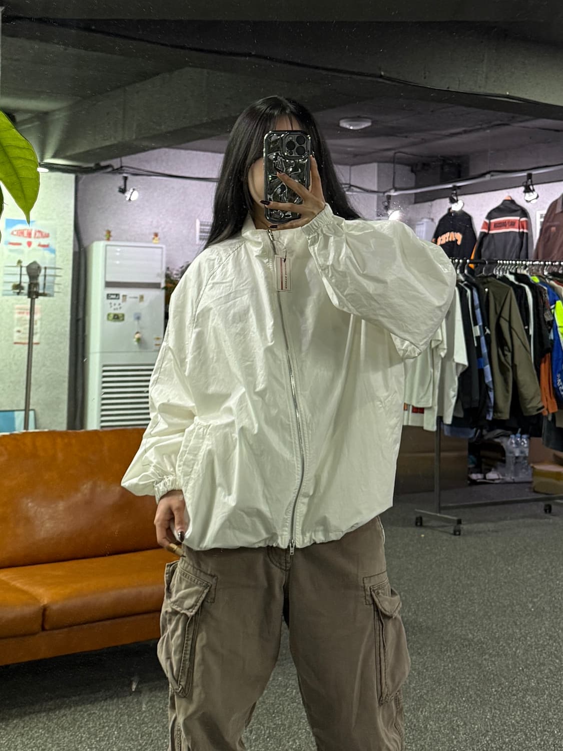 마뗑킴 윈드브레이커 집업 자켓 화이트 B4706 상품이미지1