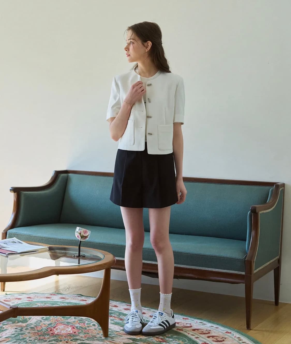 드로우핏 우먼 시니 트위드 반팔 자켓 아이보리 M 새상품 상품이미지2