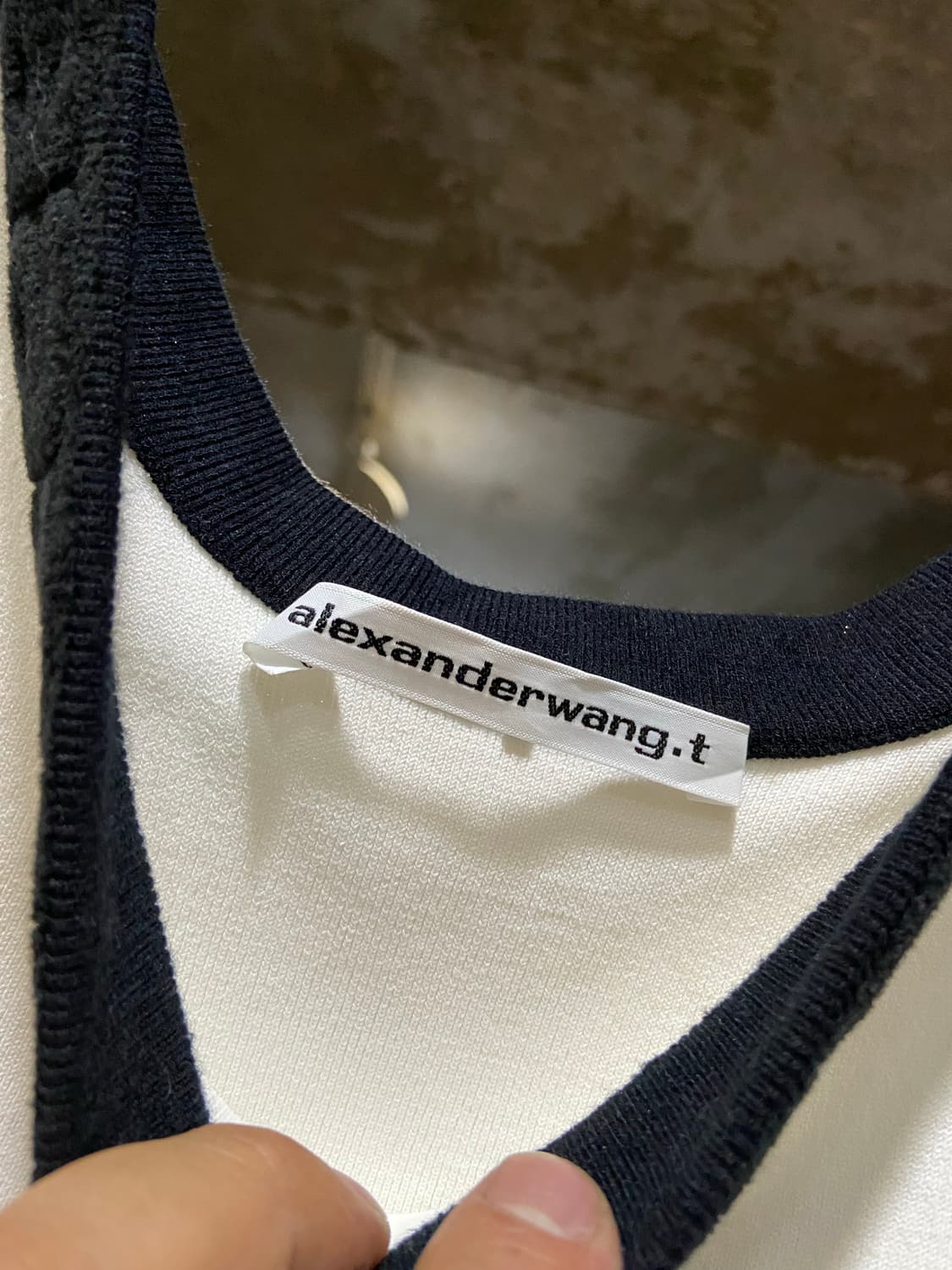 alexander wang 알렉산더 왕 로고 자카드 트리밍 크롭 나시 탑 상품이미지3