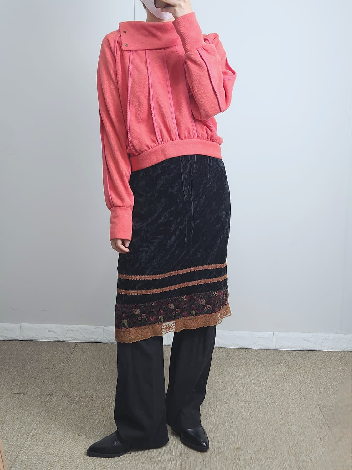 벨벳 레이스 스커트 상품이미지2