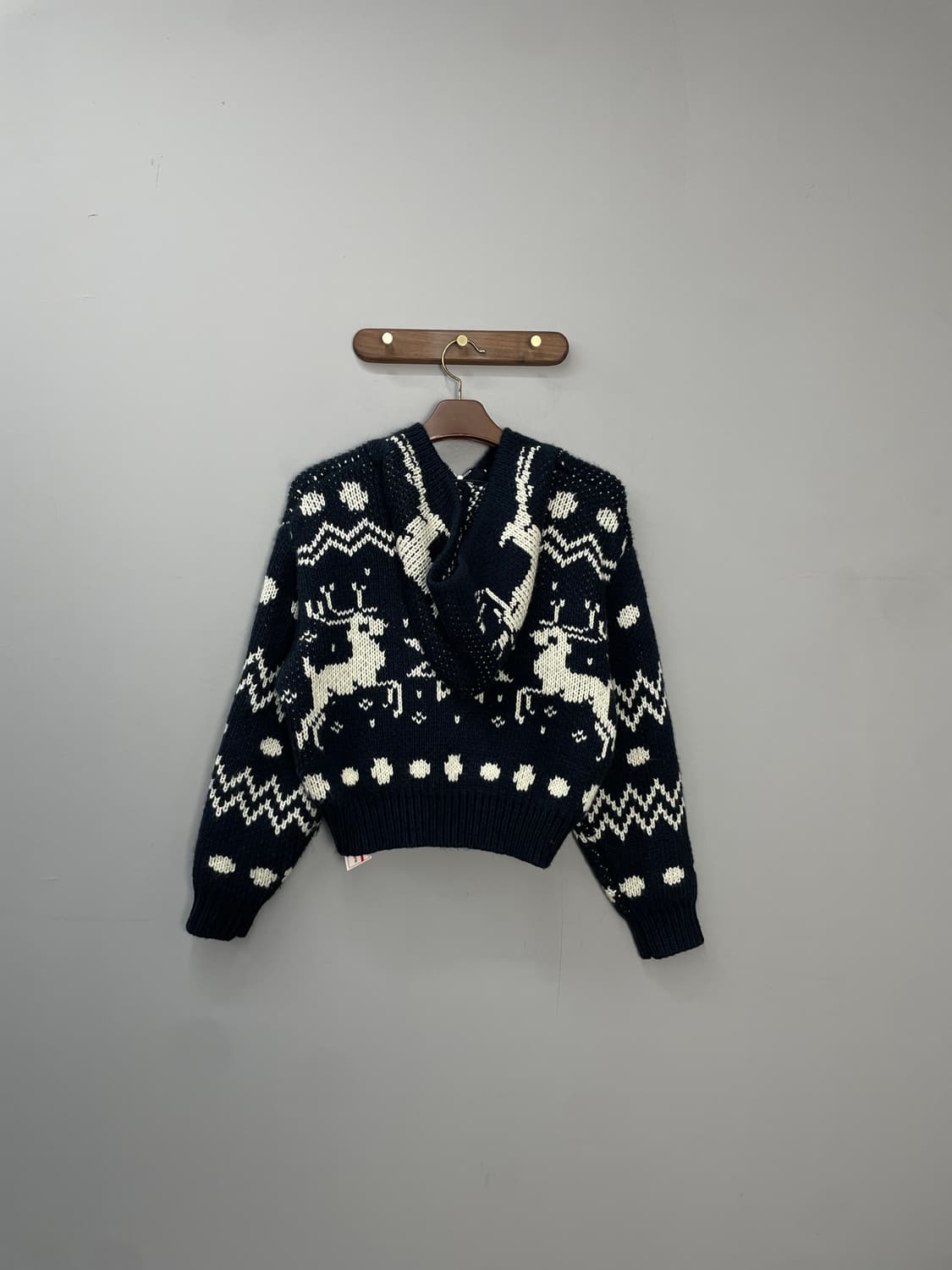 빈티지 노르딕 패턴 숏 니트 후드집업 H1166 상품이미지4