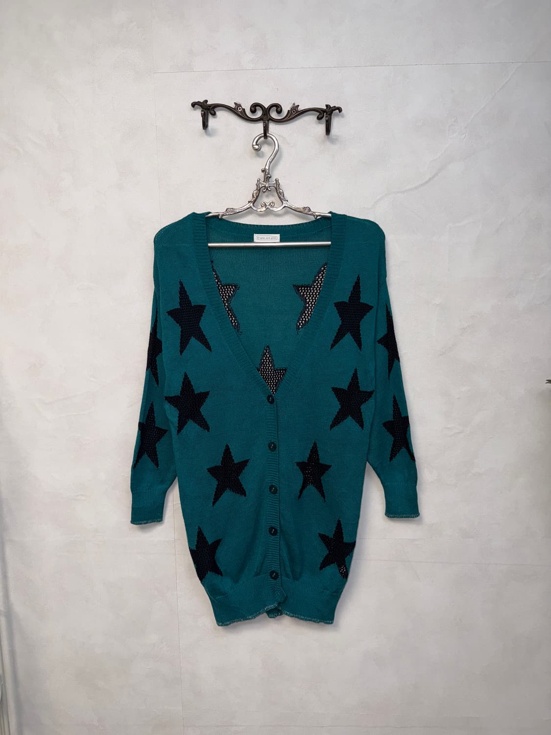 Mint black star loose cardigan 상품이미지1