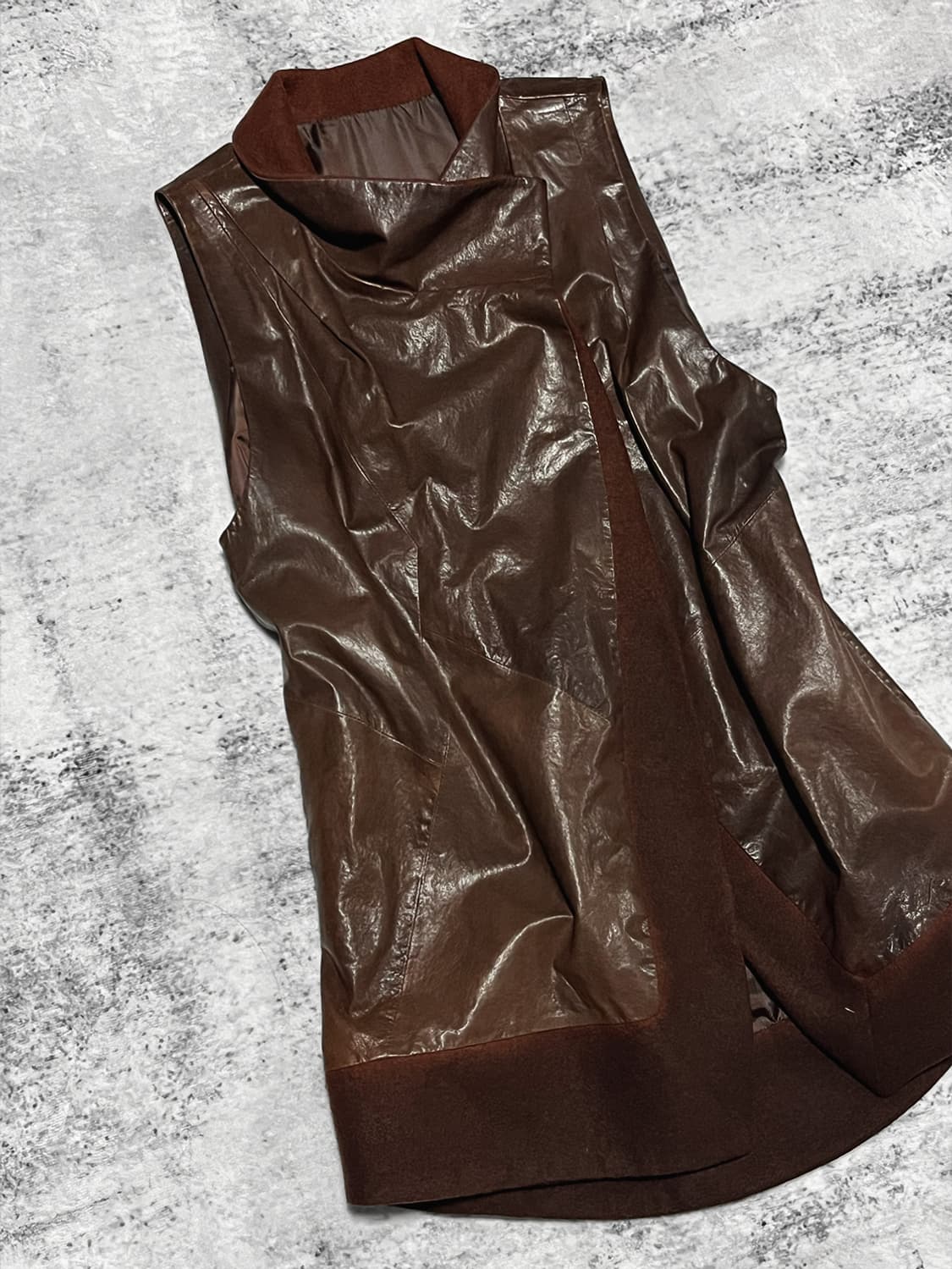 vintage leather long vest  상품이미지2