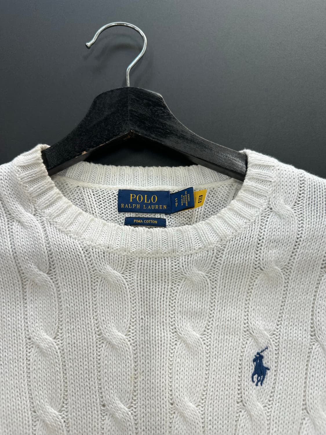 폴로 큐알텍 피마코튼 꽈배기 케이블 반팔니트 상품이미지5