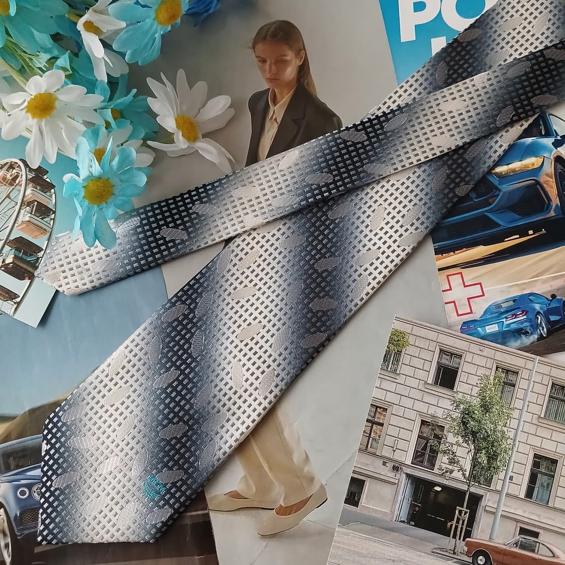 MCM 실크 네이비 패턴 넥타이 9.1cm A+등급 A19265 상품이미지5