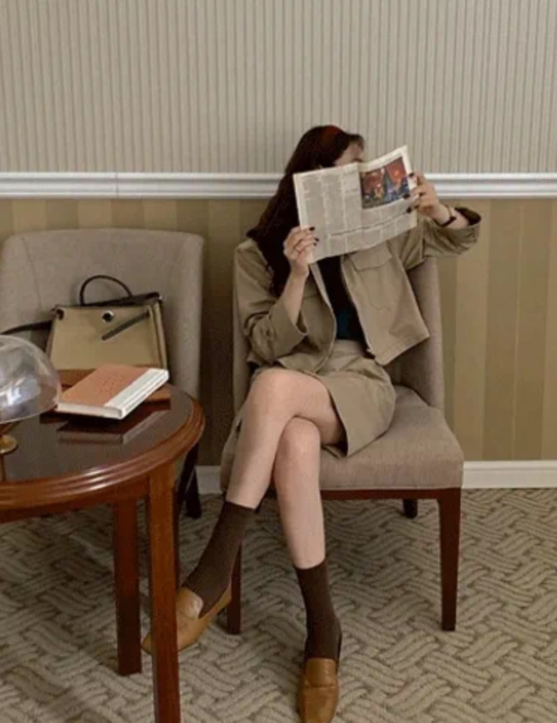 유룸 시어드 카라 자켓 베이지 상품이미지3