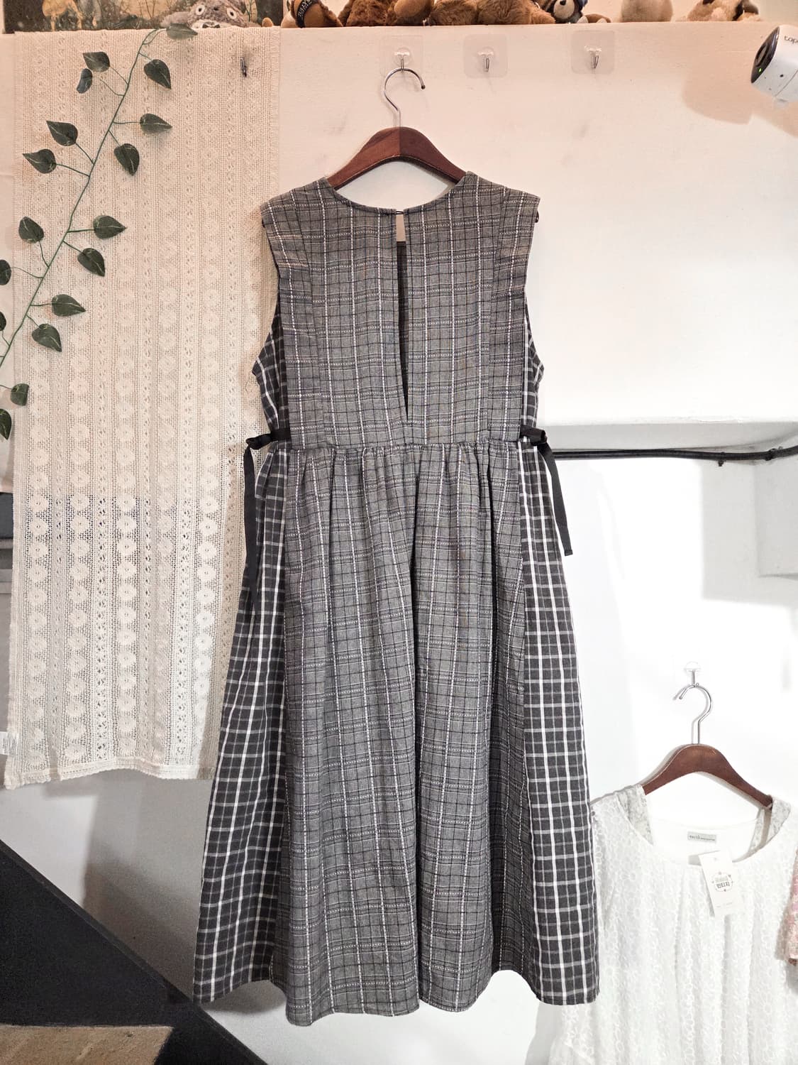 체크 민소매 롱원피스 상품이미지5