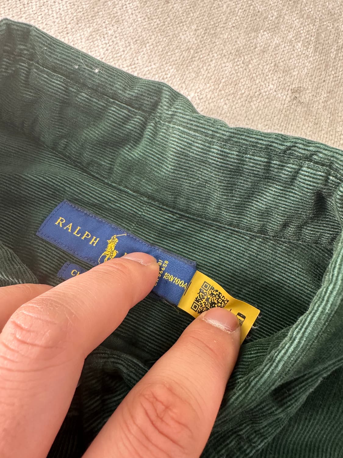 105 폴로랄프로렌 신형라벨 코듀로이 그린 셔츠 상품이미지3