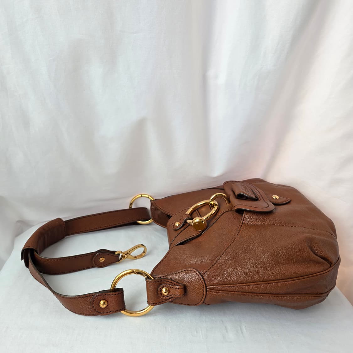 [정품 TOD'S] 토즈 브라운 레더 호보백 숄더백 크로스백 상품이미지3