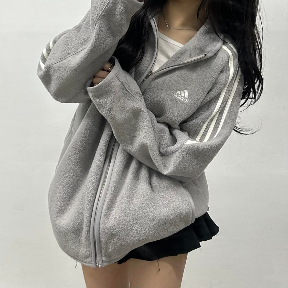 아디다스 00s 일본판 연그레이 플리스 자켓 대장급 후리스 희귀져지(L) 상품이미지1