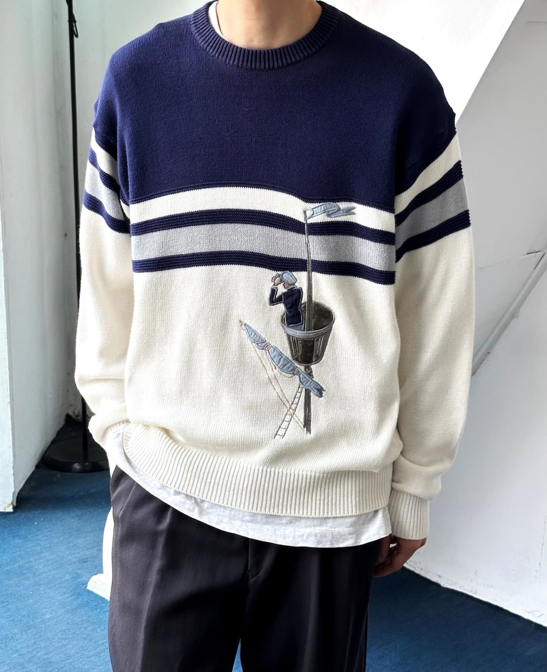 JPN made stitch design crew neck knit 상품이미지2