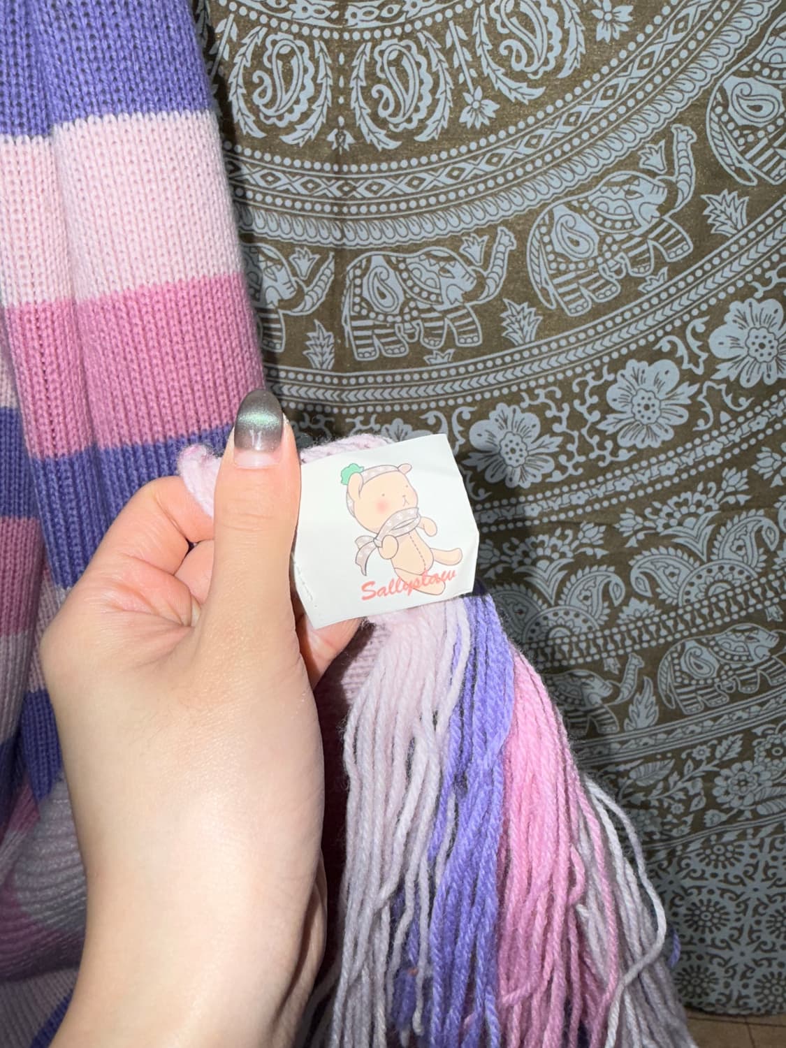 빈티지 스트라이프 퍼플핑크 목도리 머플러  상품이미지5