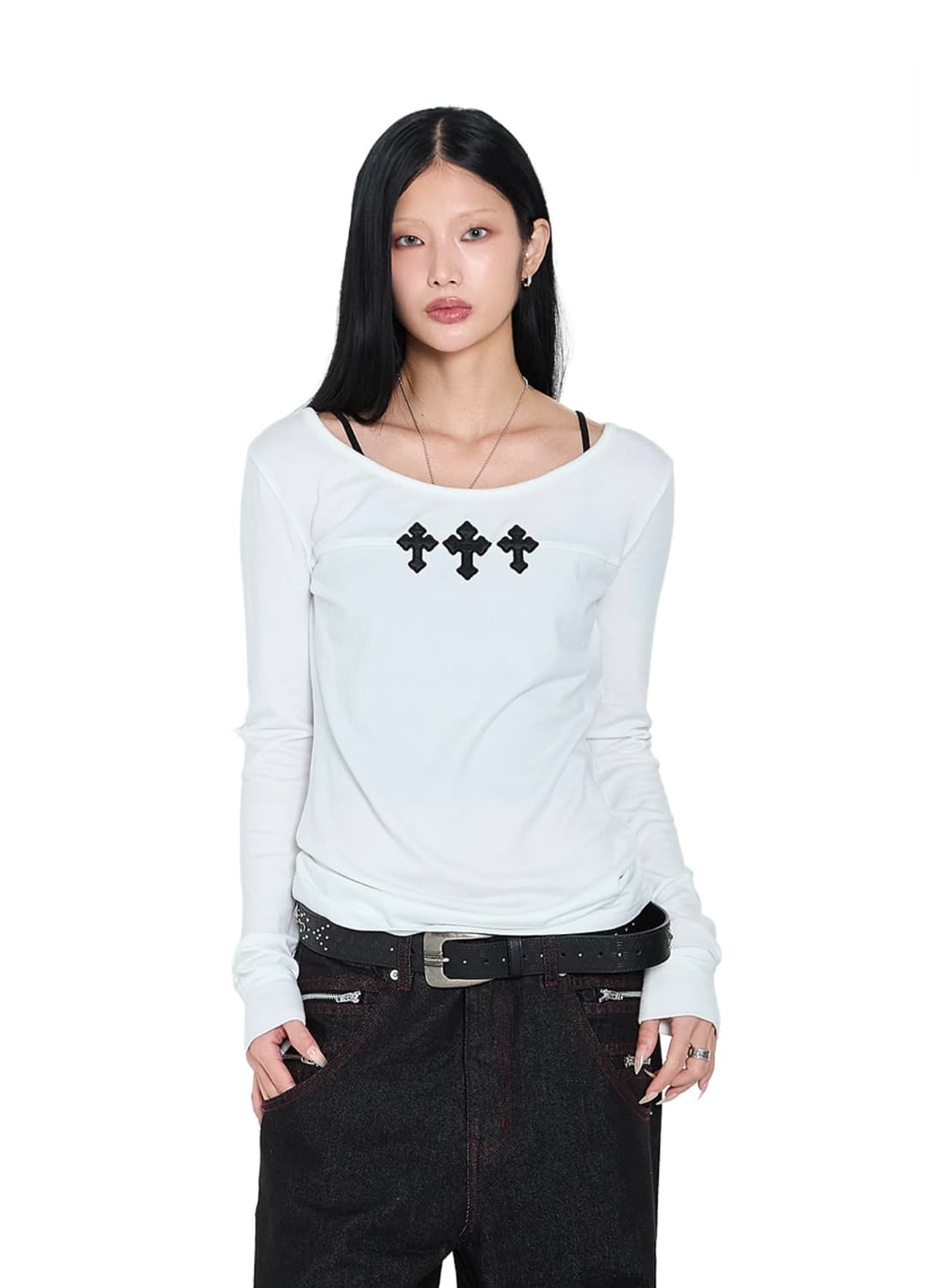 Triple AKM CROS2 Long Sleeve (White) 상품이미지1