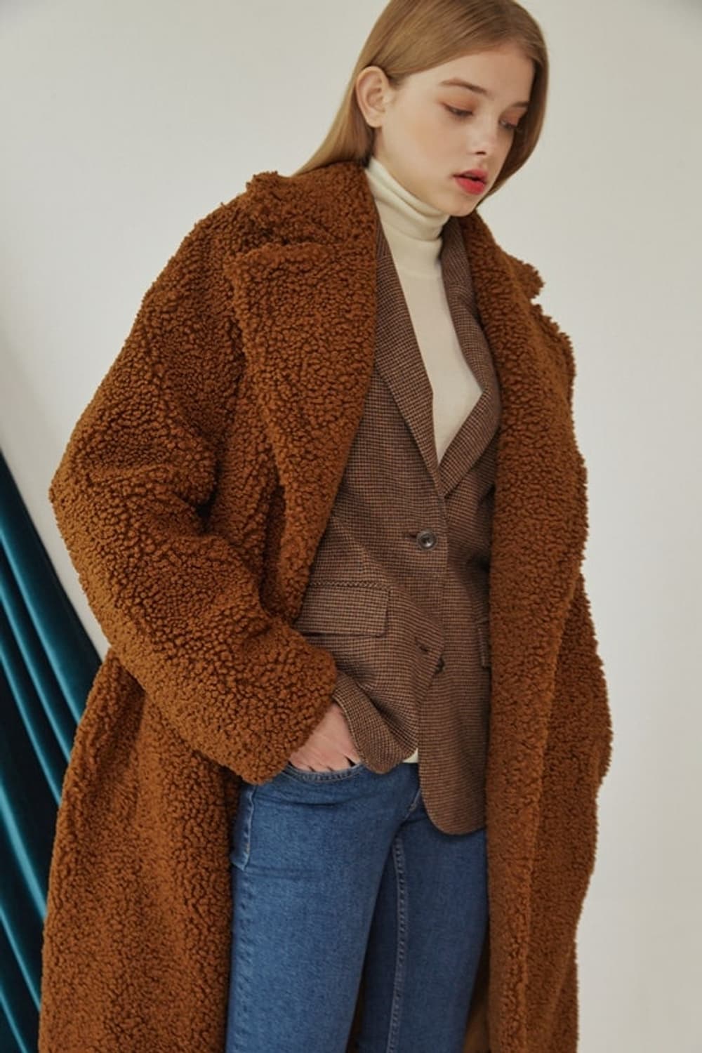 레니본 여성 테디베어 롱코트  상품이미지4