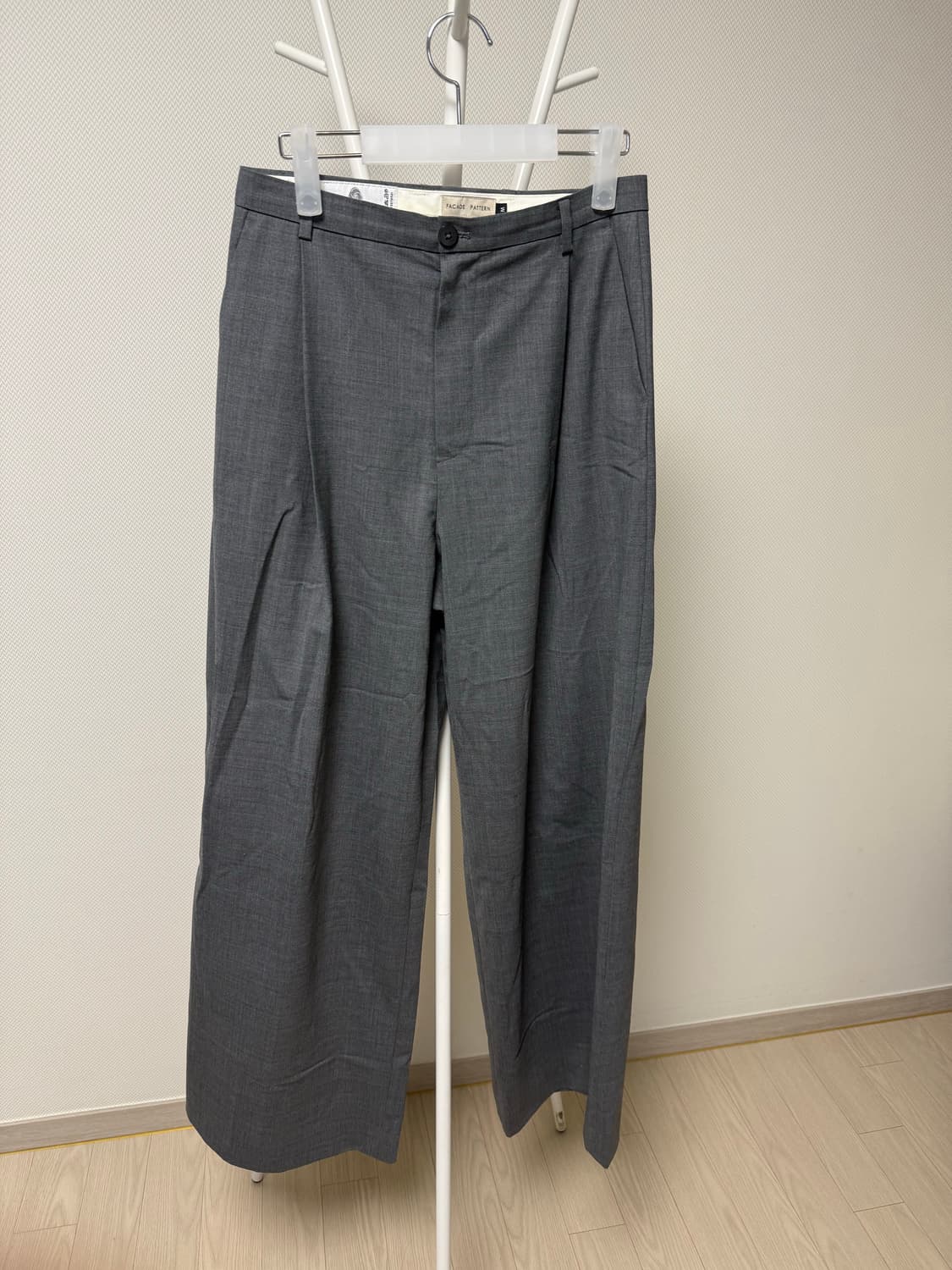 파사드패턴 썸머울 와이드 팬츠_charcoal 상품이미지5