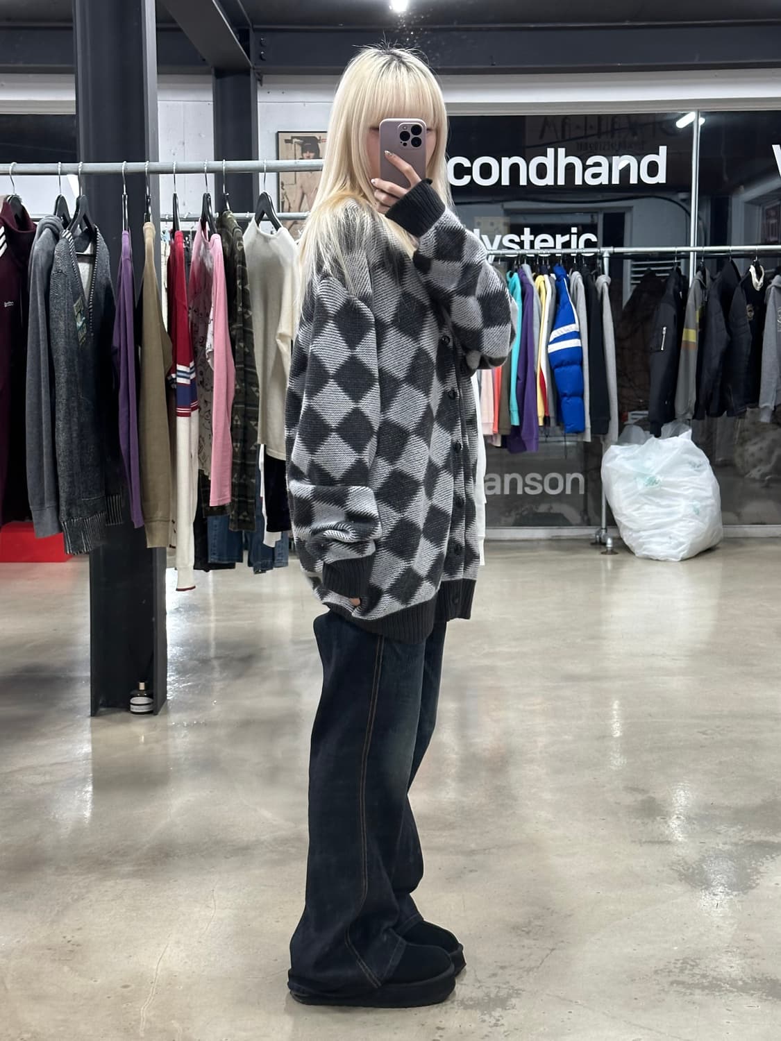 니들스 다이아몬드 패턴 니트 가디건 상품이미지2