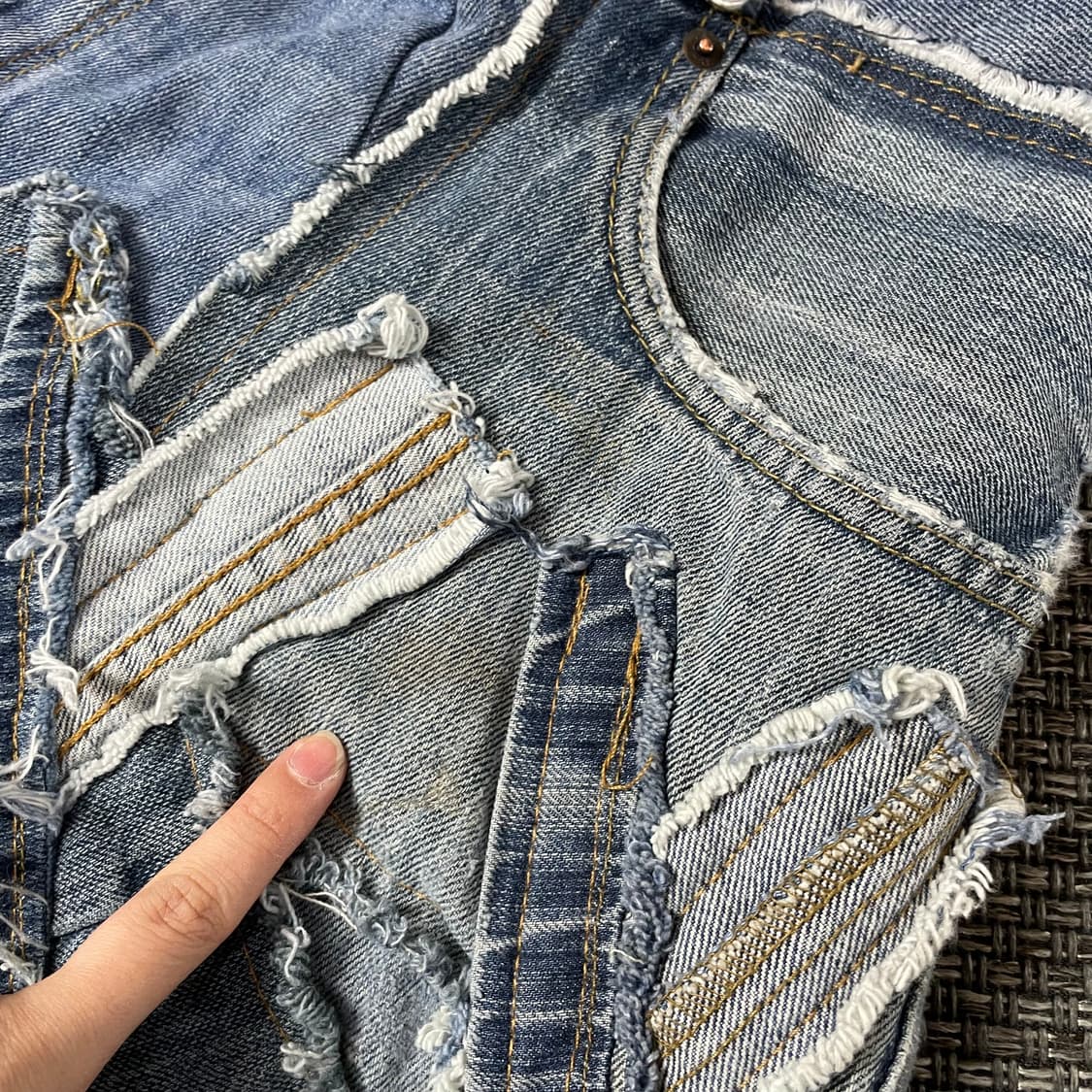 (30) 빈티지 중청 커스텀 패치워크 데님 팬츠 상품이미지4