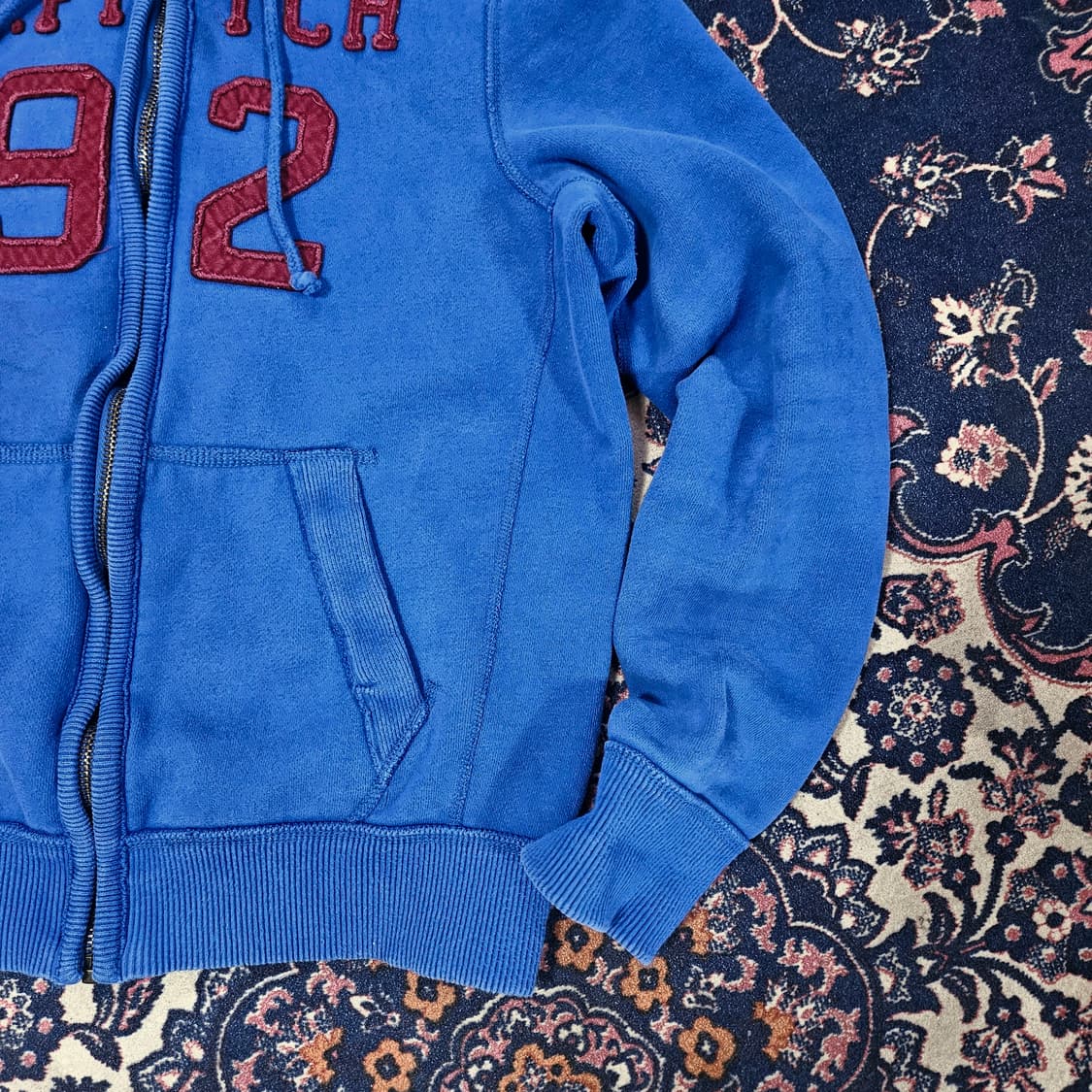 아베크롬비 Y2k 빈티지 블루 스펠아웃 후드집업 L size 상품이미지3