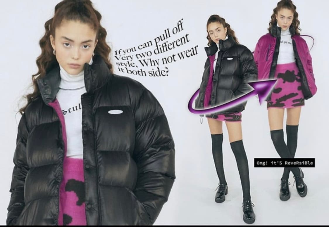 스컬프터 리버시블 블랙 패딩 상품이미지2