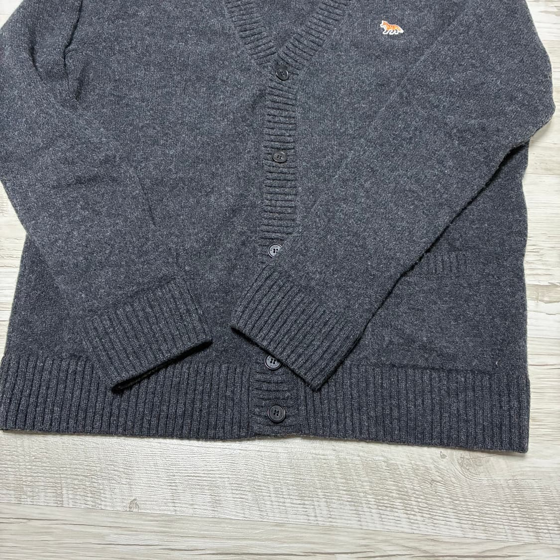 2XL 메종키츠네 남성 다크그레이멜란지 차콜  베이비폭스 가디건 상품이미지4