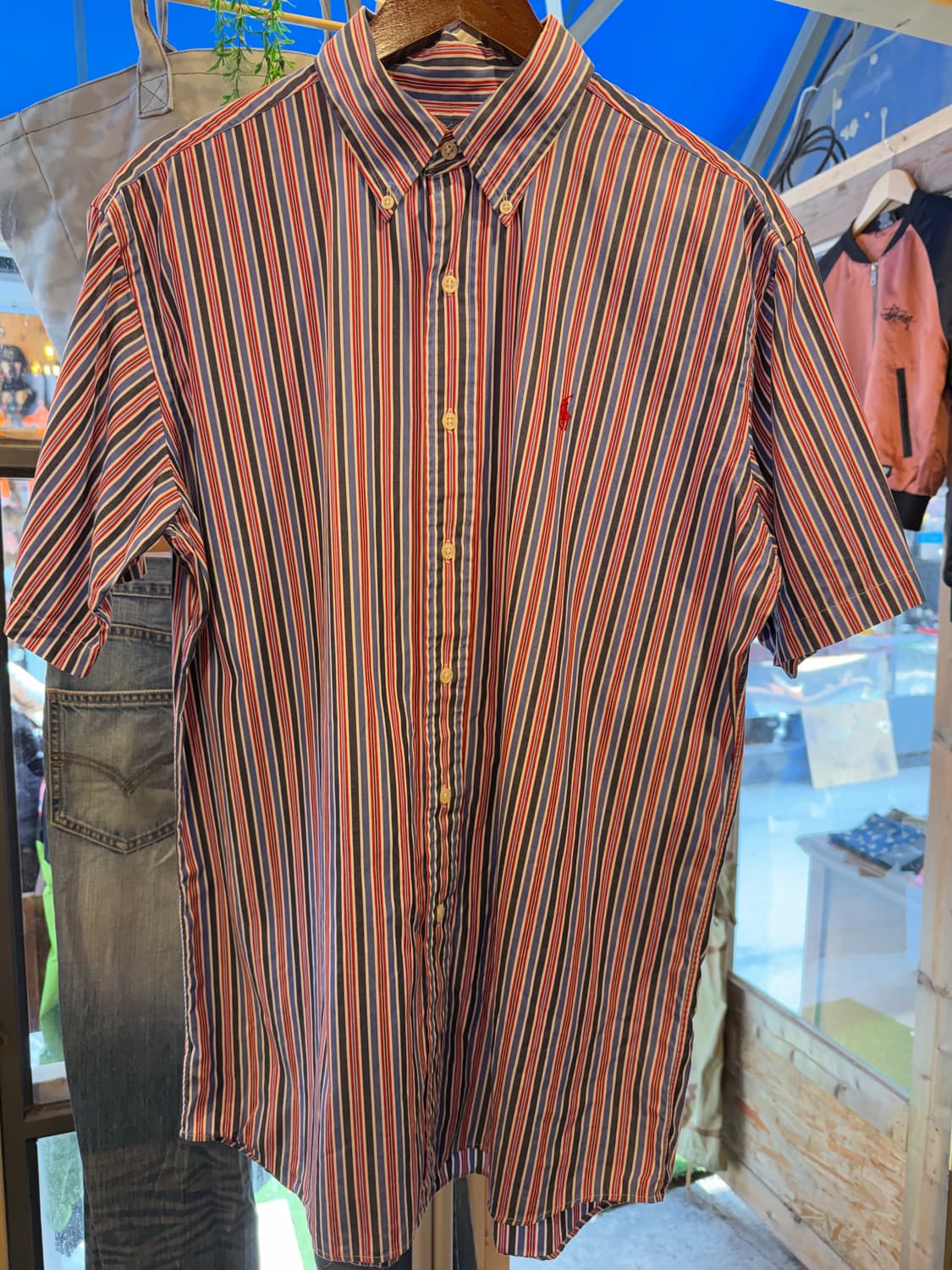 폴로 랄프로렌 레드포니 레드 스트라이프 반팔셔츠  상품이미지1