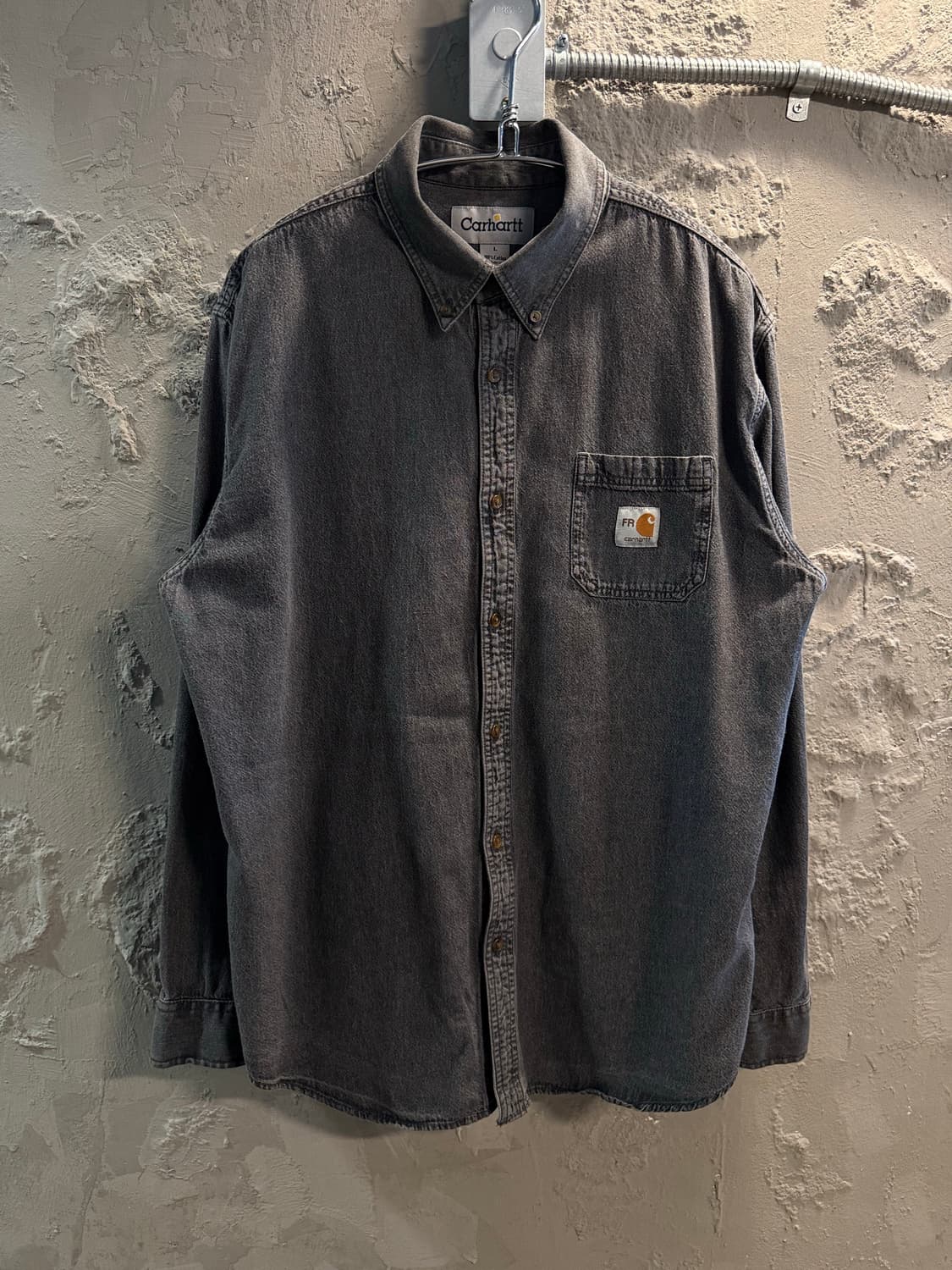 L 칼하트 CARHARTT 워크 셔츠 FR 패치 워싱 그레이 상품이미지1