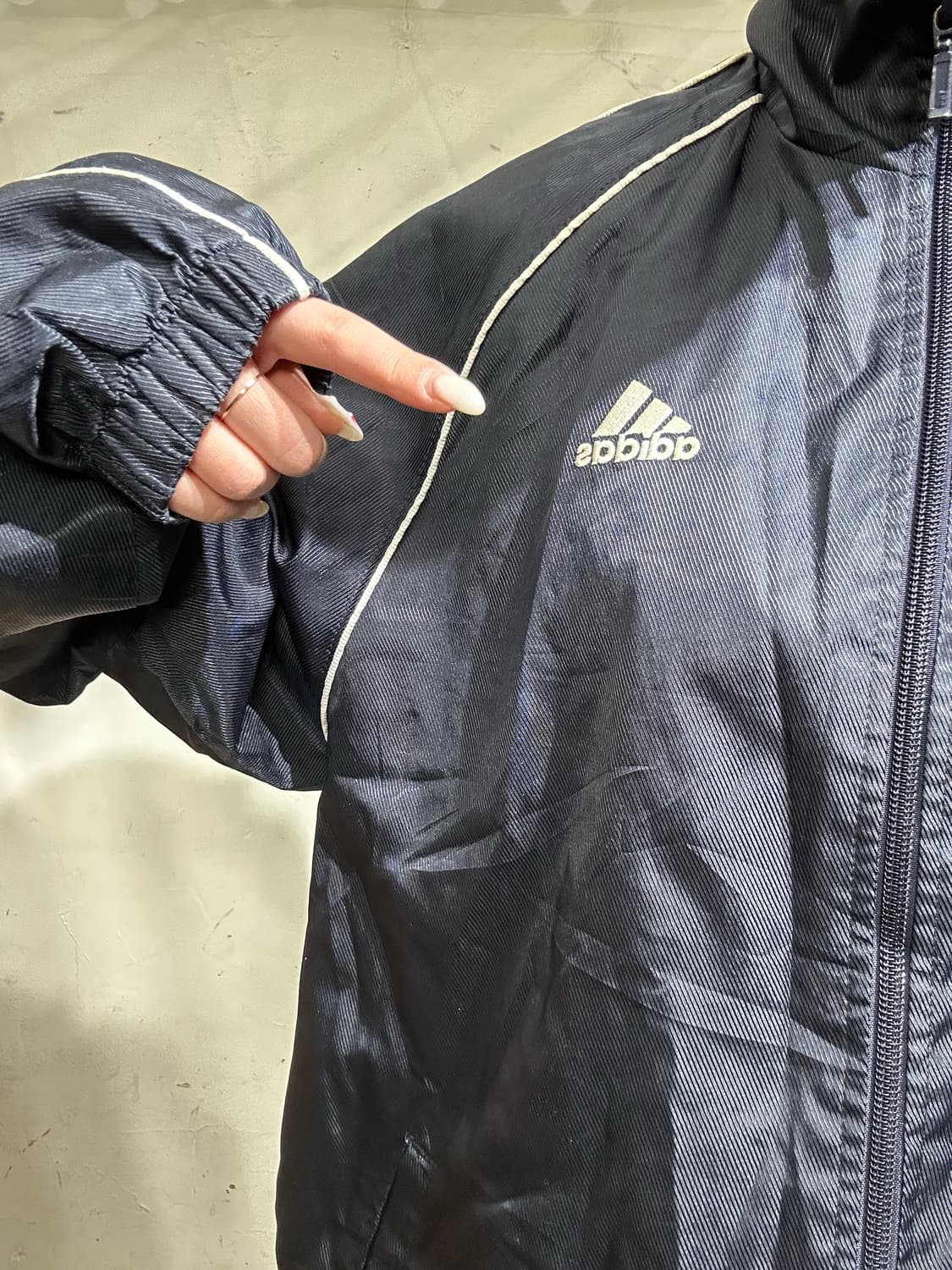 아디다스 네이비 화이트 사이드 라인 바람막이 자켓 M 상품이미지4