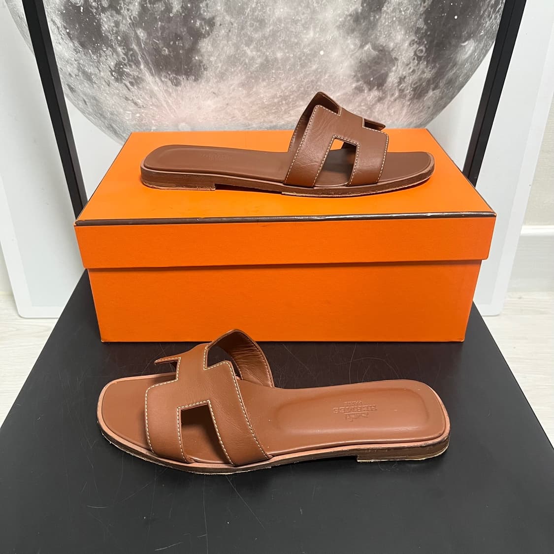 정품 37.5) 에르메스 오란 샌들 브라운 슬리퍼 235~240 상품이미지2