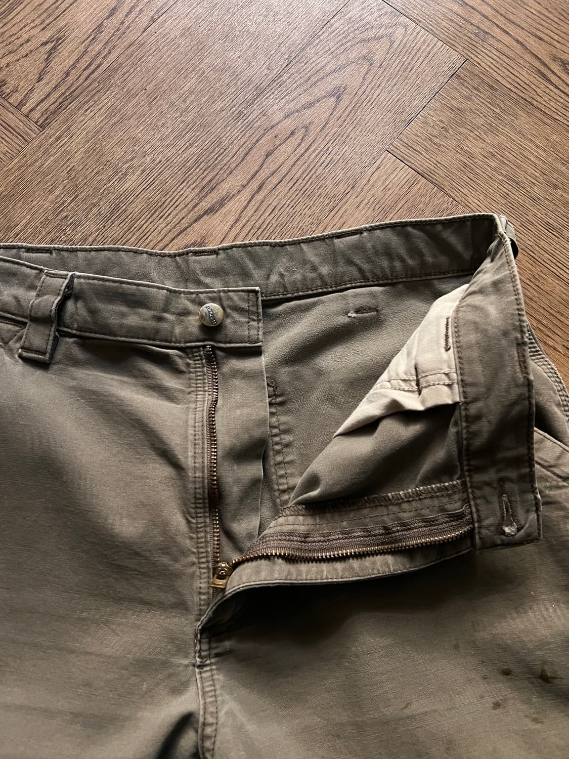 [34]칼하트 USA 더티워싱 라이트브라운 싱글니 워크 팬츠 상품이미지5