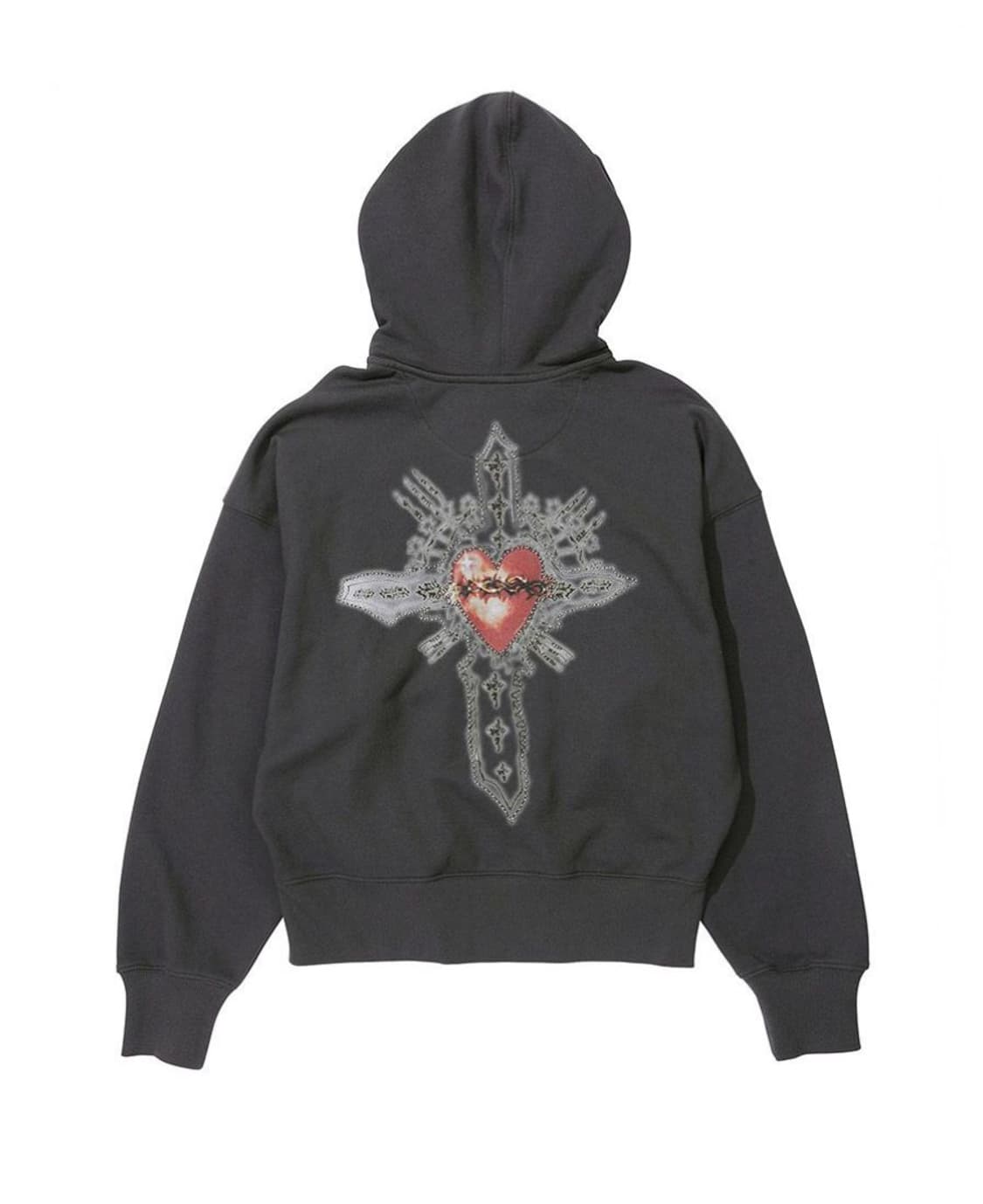 [L] Beaded Saint Hoodie Zip-Up Charcoal 상품이미지3