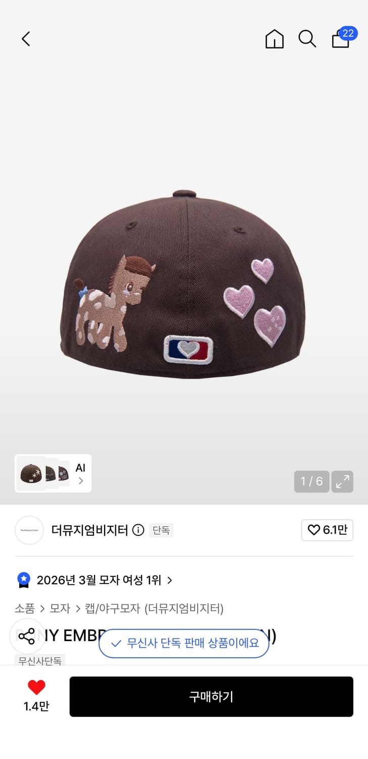  ( 박지훈 손민수 ) PONY EMBROIDERY CAP (BROWN) 상품이미지1