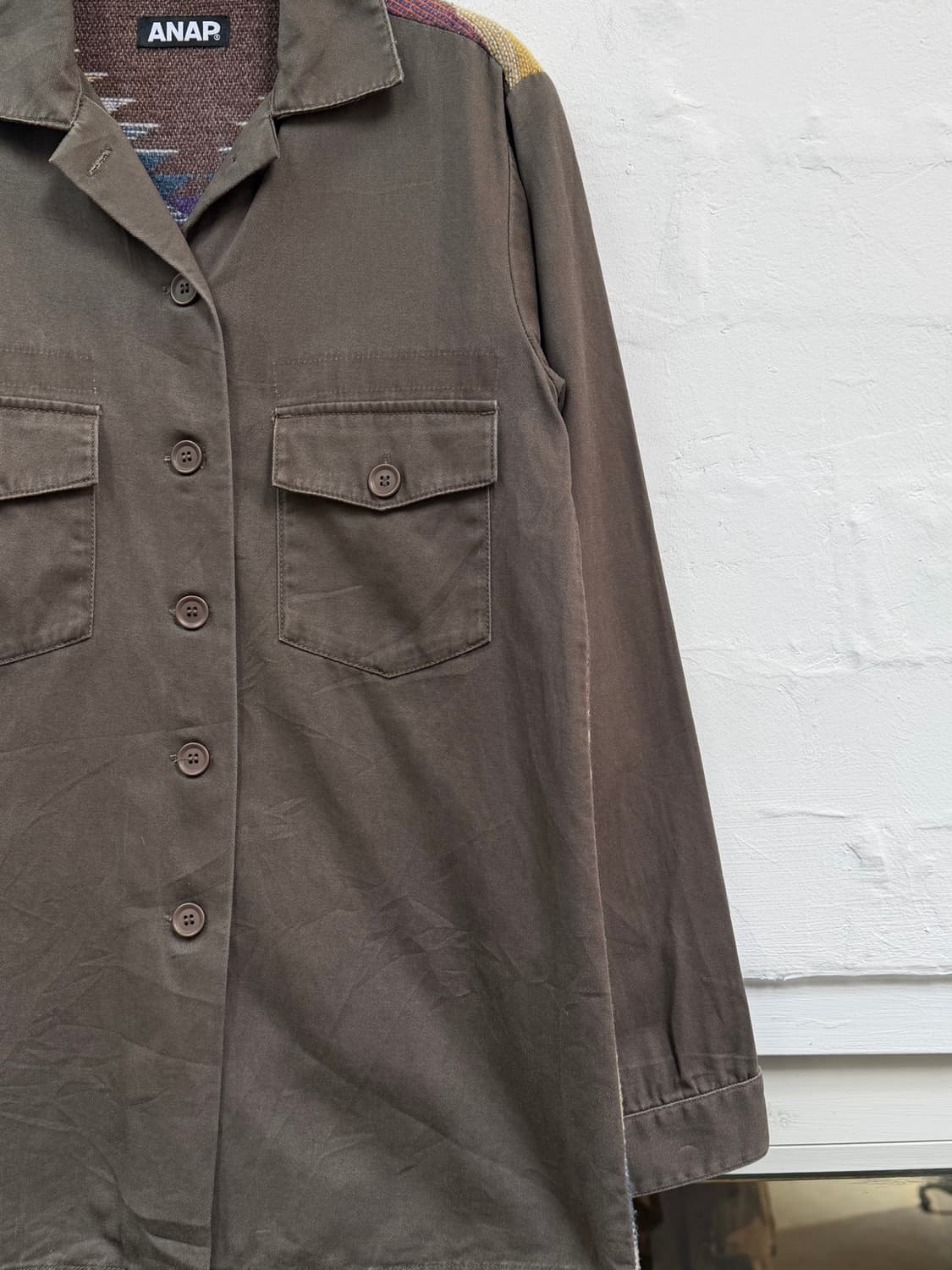 ANAP 나바오 패턴 밀리터리 워크셔츠 S 상품이미지3