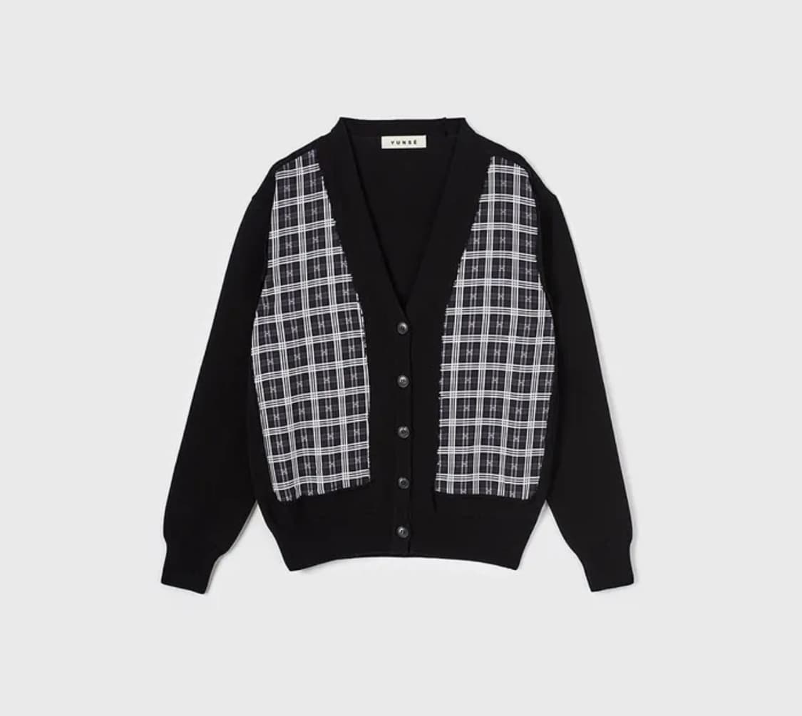 윤세 Yunse Hatch Check Cardigan (Black) 상품이미지3