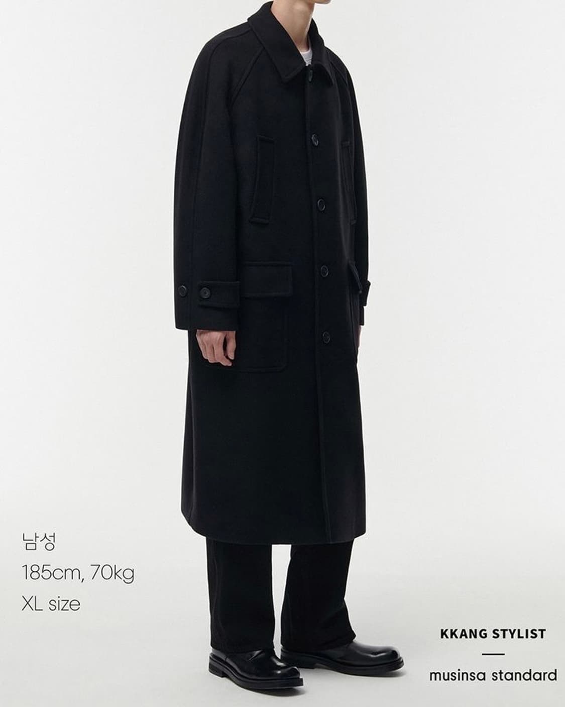 [L] 무신사 스탠다드 캐시미어 블렌드 맥시 발마칸 코트 상품이미지1