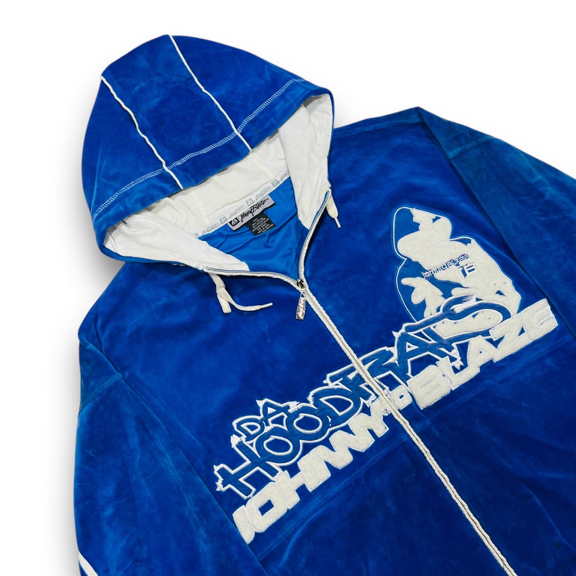 조니 블레이즈 스트리트 블루 벨루어 올드스쿨 힙합 후디 집업 상품이미지3